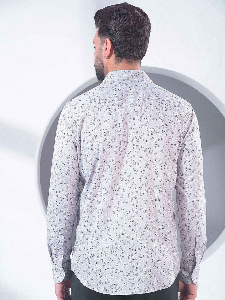 Grey Floral Print Shirt