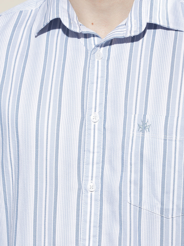 Blue Vertical Stripes 100% Cotton Shirt