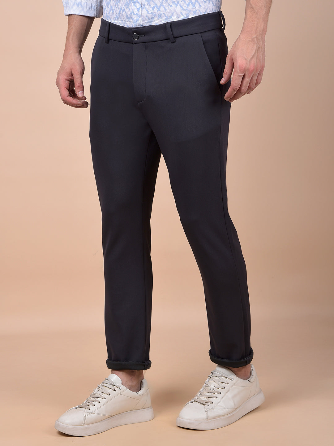 Navy Blue Printed Trousers