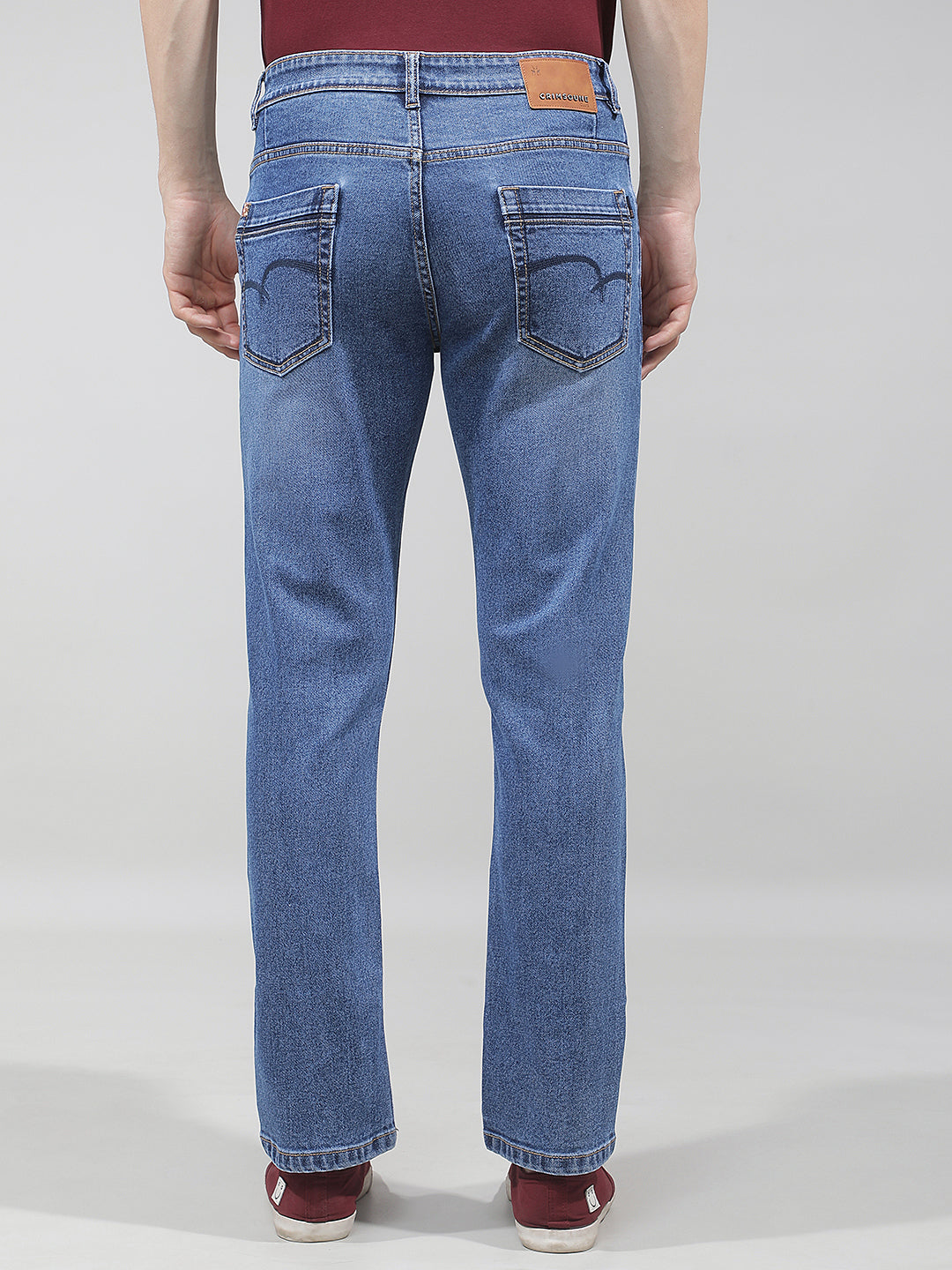 Structured Royal Blue Straight Jeans