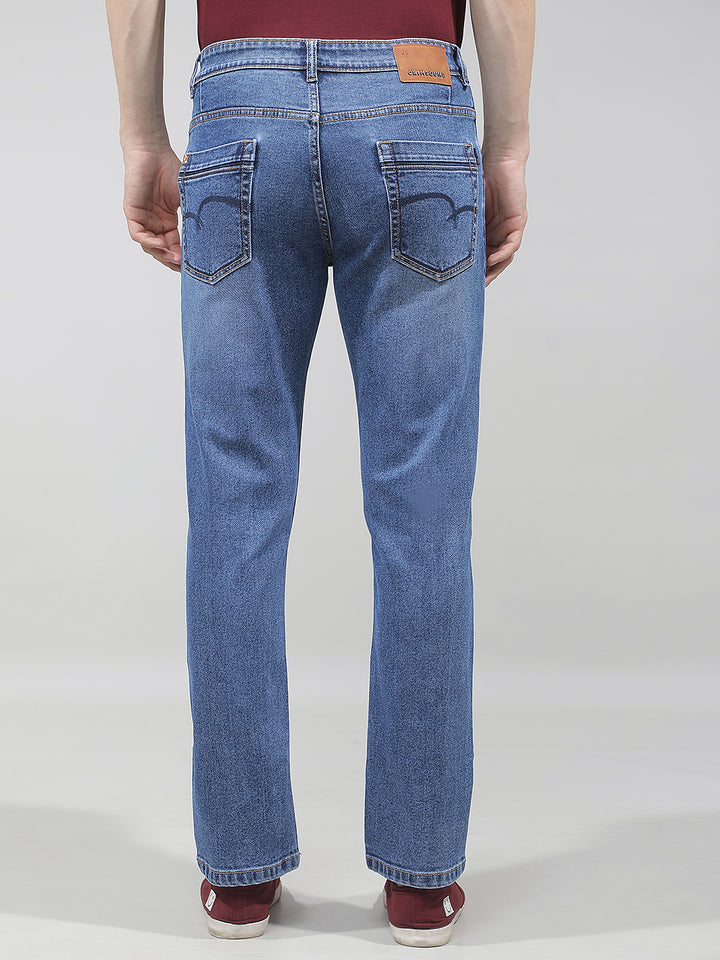 Structured Royal Blue Straight Jeans