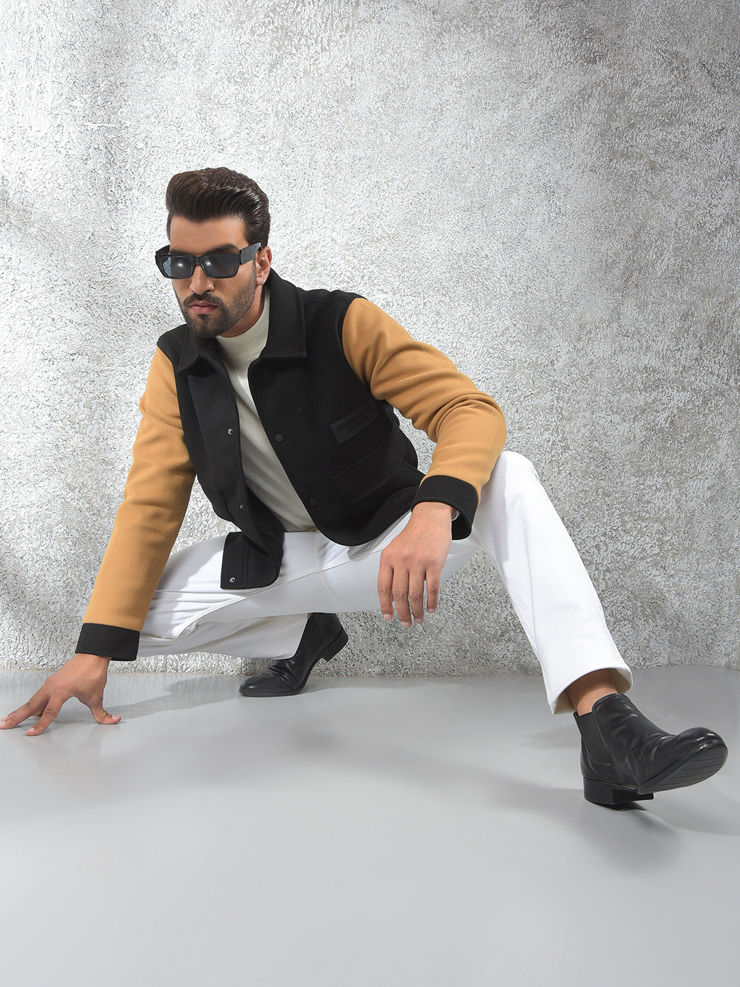 Black Color-Block Shacket