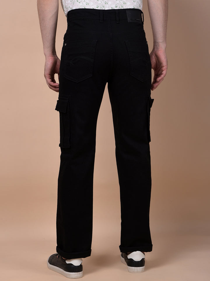 Black Straight Cargo Jeans