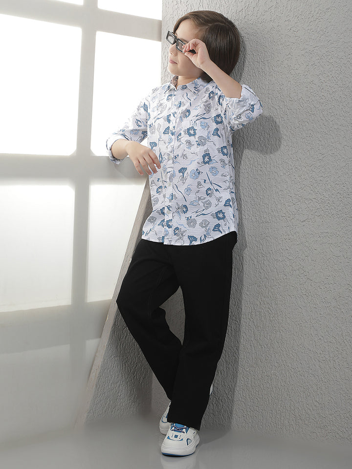 White Floral Print Shirt
