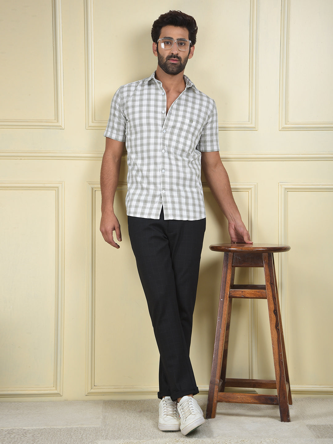 Green Checked 100% Cotton Shirt
