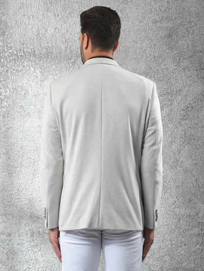 Off White Notched Lapel Single-Breasted Blazer