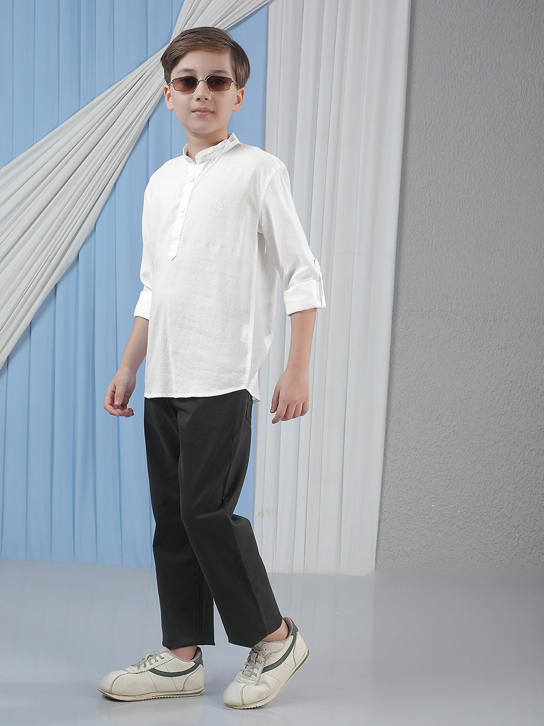 White Linen Mandarin Neck Kurta