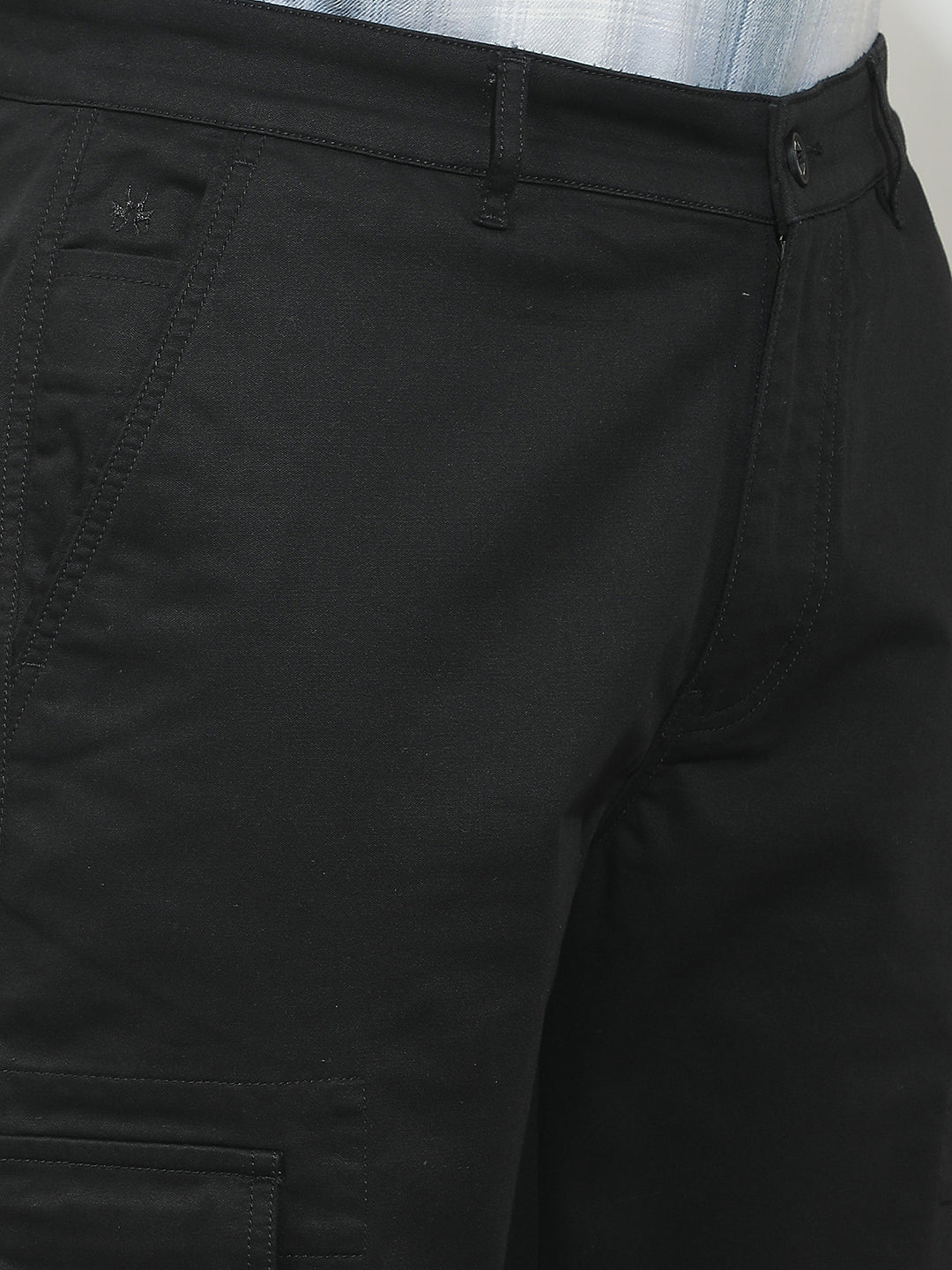 Relaxed Raven Black Cargo Trousers