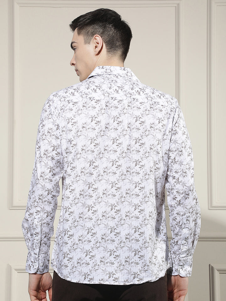 Brown Floral Print Shirt