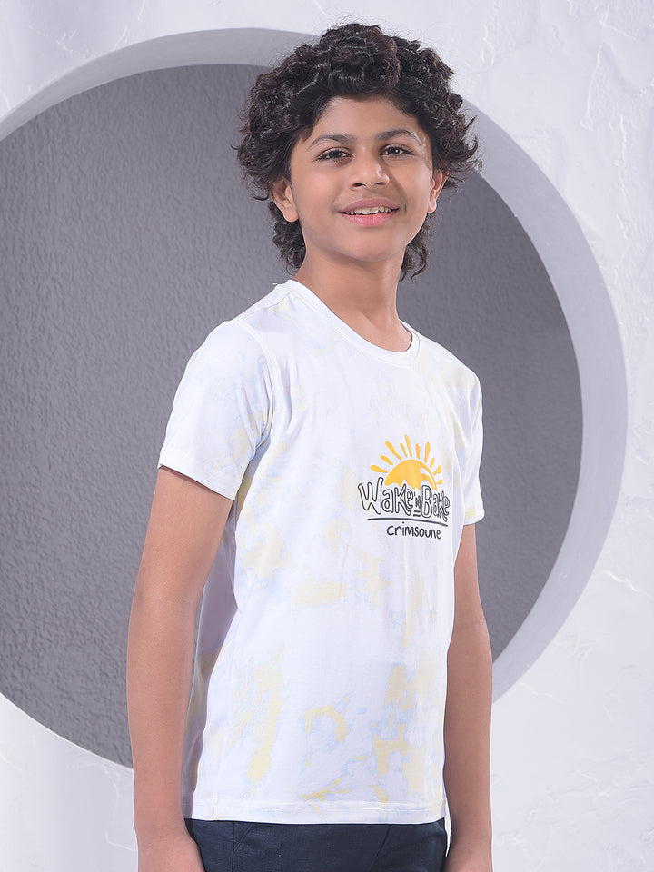 White Printed T-Shirt-Boys T-Shirts-Crimsoune Club