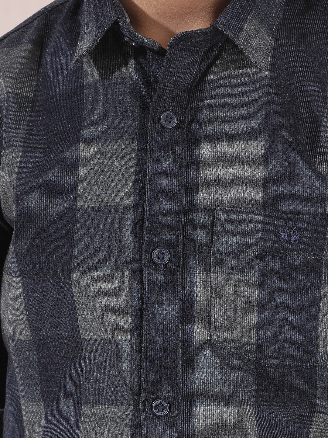 Blue Checked Corduory Shirt