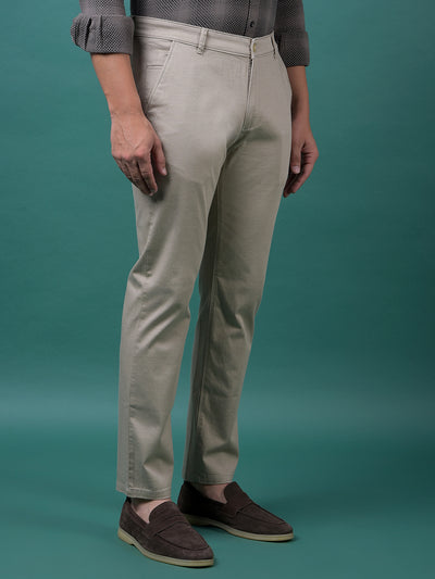 Beige Printed Trousers
