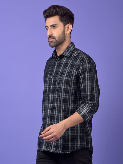 Black Checked Corduroy Shirt