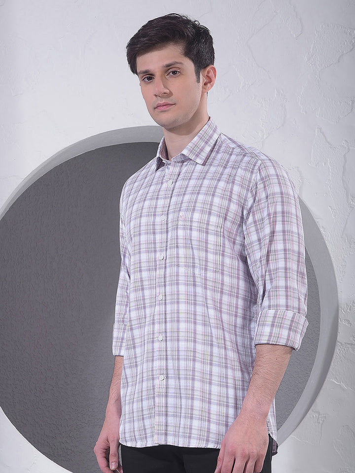 Purple Checked 100% Cotton Shirt