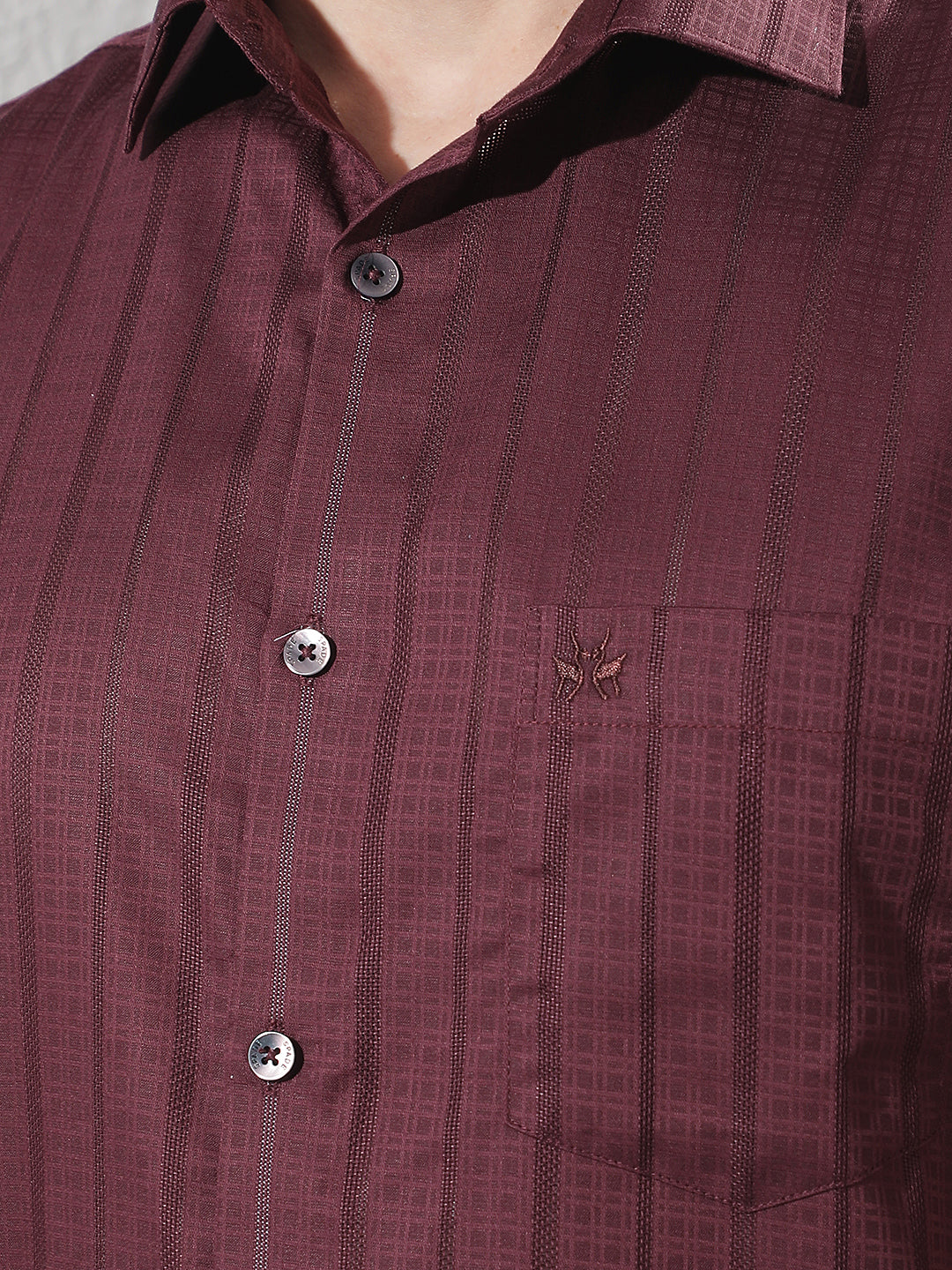 Maroon Vertical Stripes Shirt