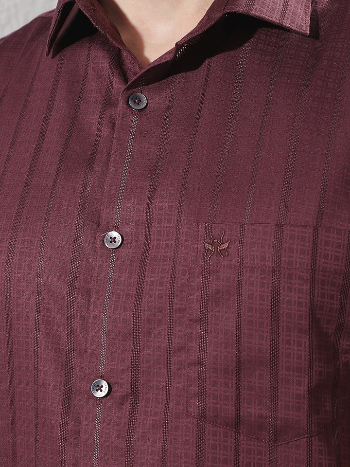 Maroon Vertical Stripes Shirt