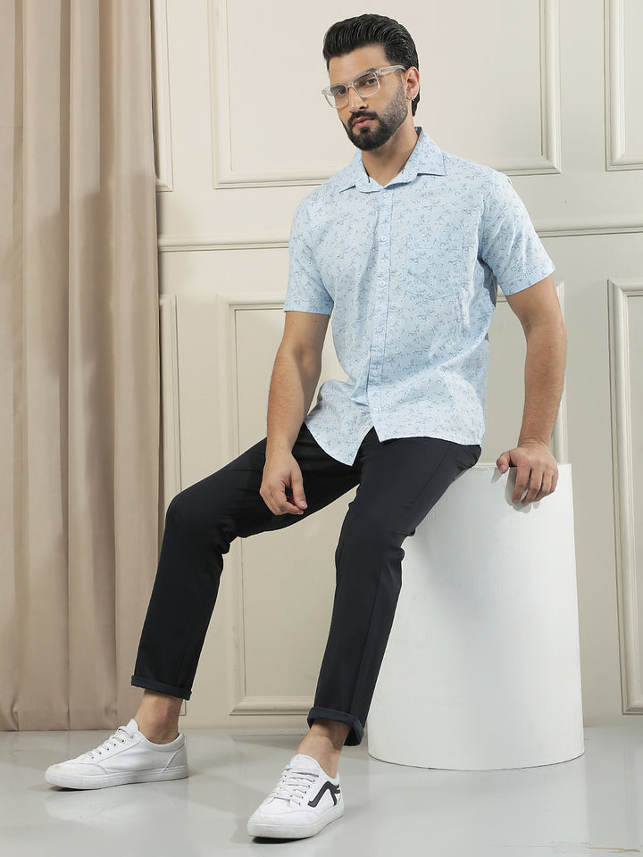 Blue Floral Print Shirt