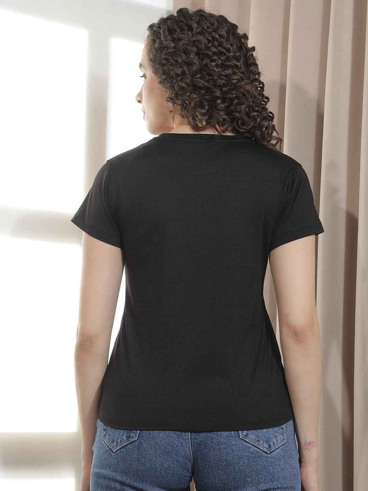 Black Typographic Printed T-Shirt