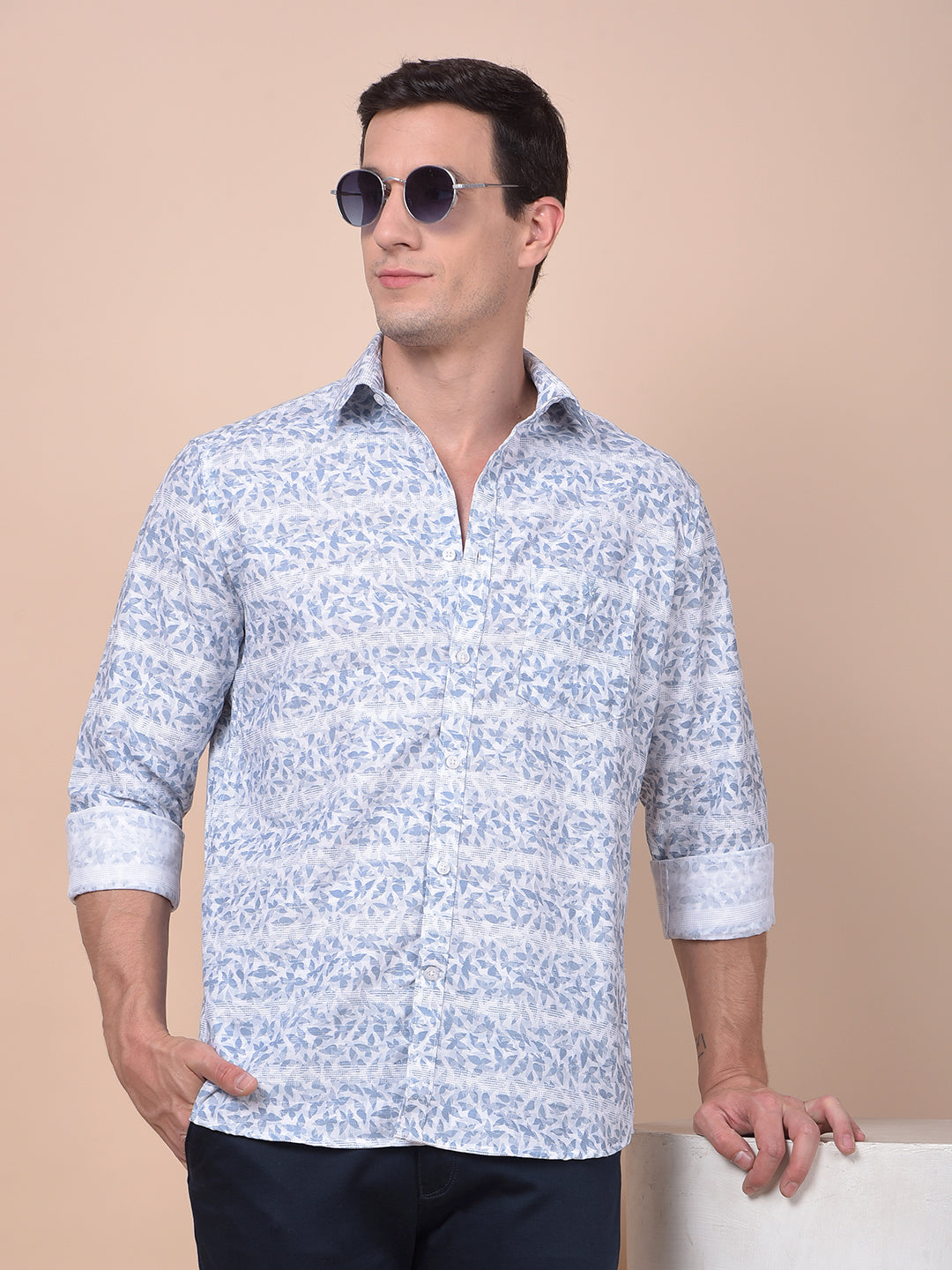 Blue Floral Print Shirt