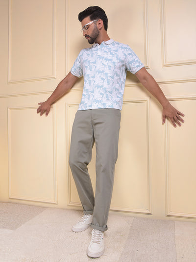 Green Printed Polo Neck T-Shirt