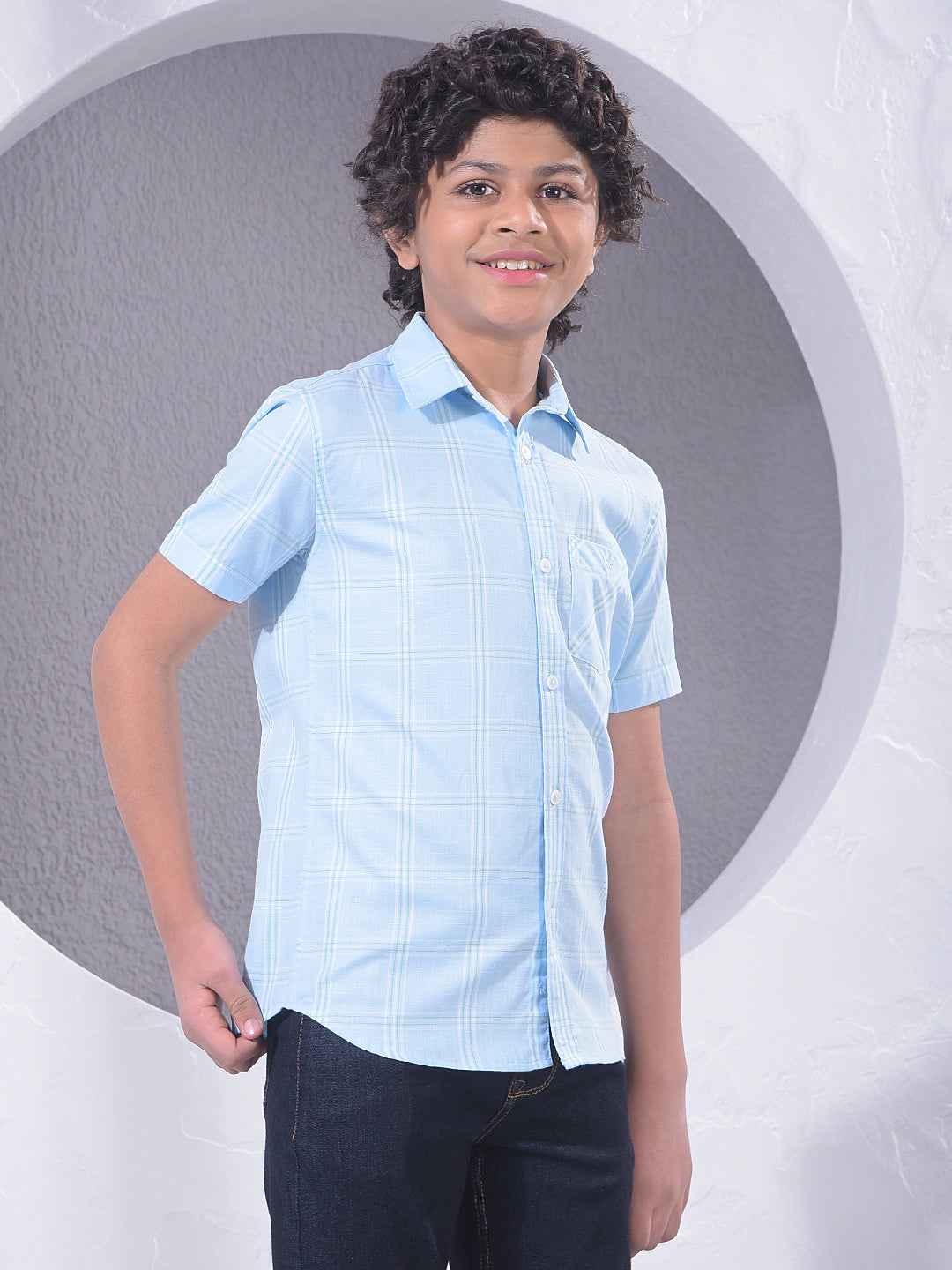 Blue Checked 100% Cotton Shirt