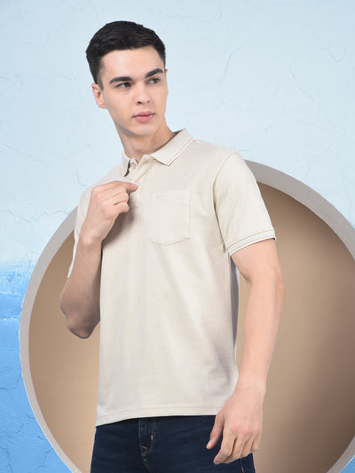 Beige Polo Neck T-Shirt