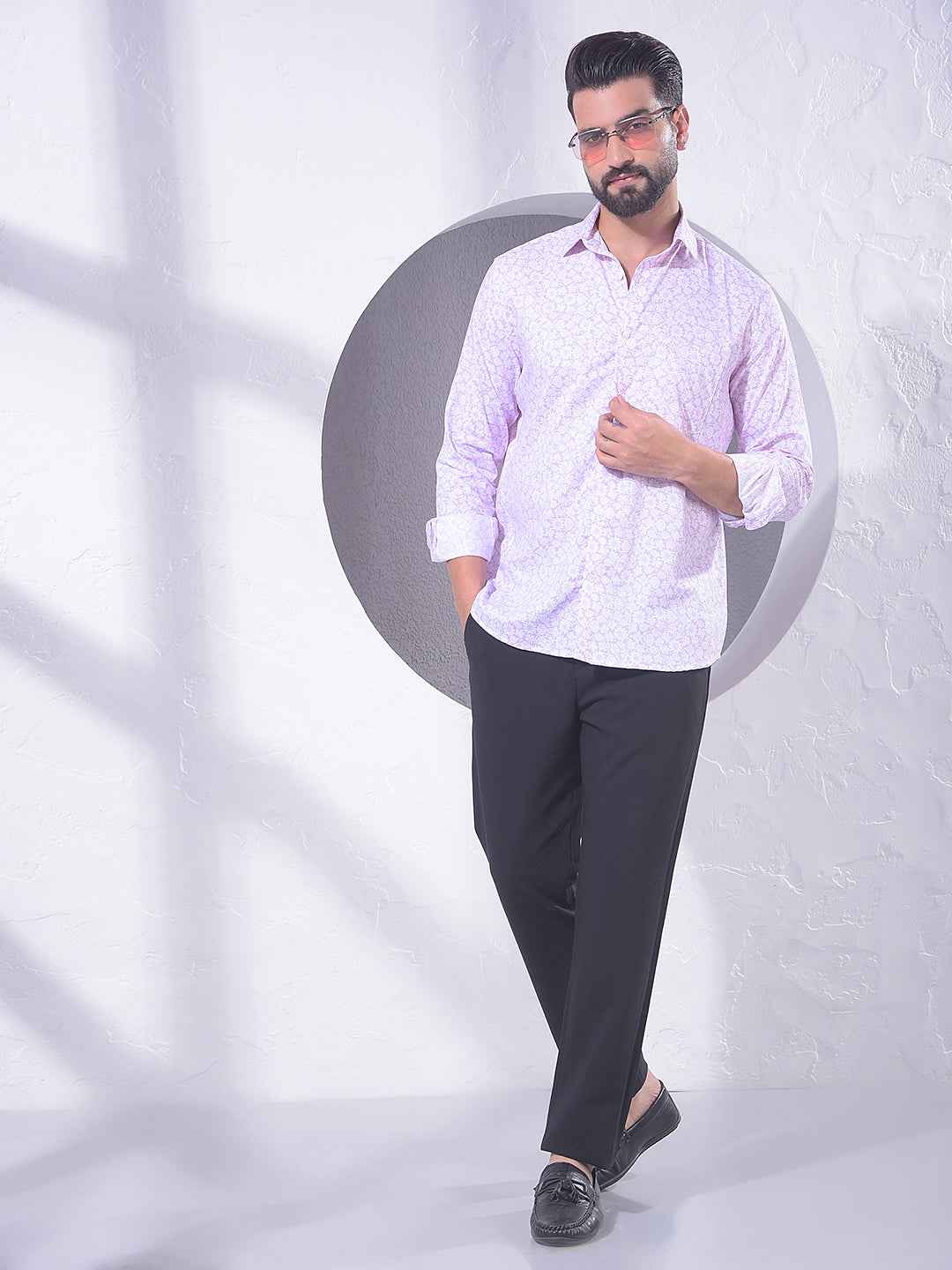 Pink Floral Print Modal Shirt