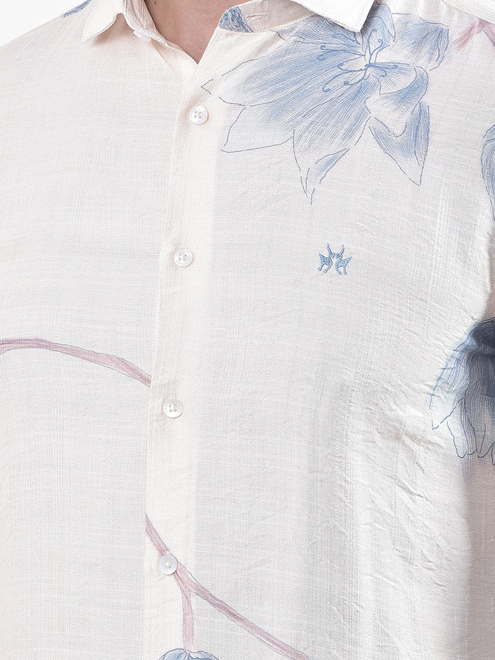 Chic Floral Beige Print Shirt