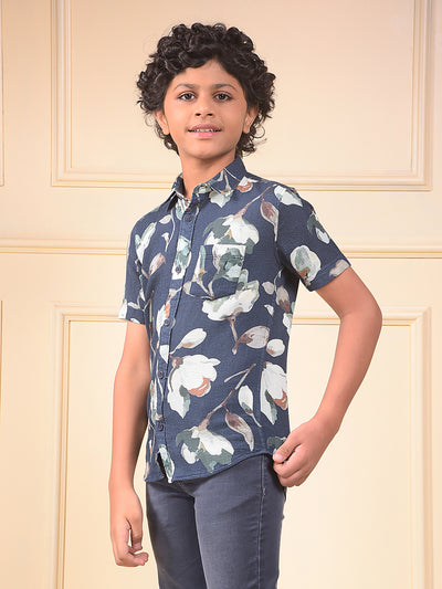 Green Floral Print 100% Cotton Shirt