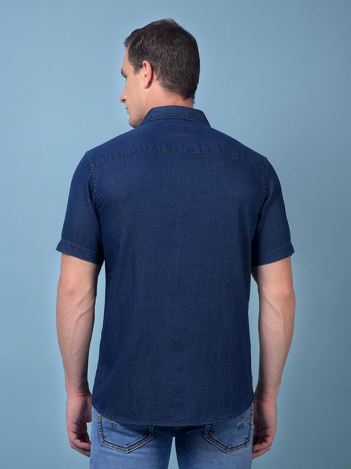 Blue 100% Cotton Denim Shirt