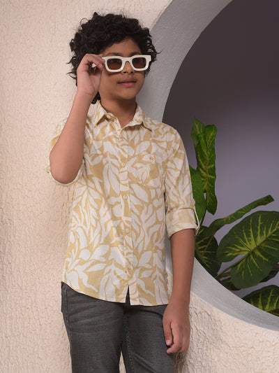 Beige Printed 100% Cotton Shirt