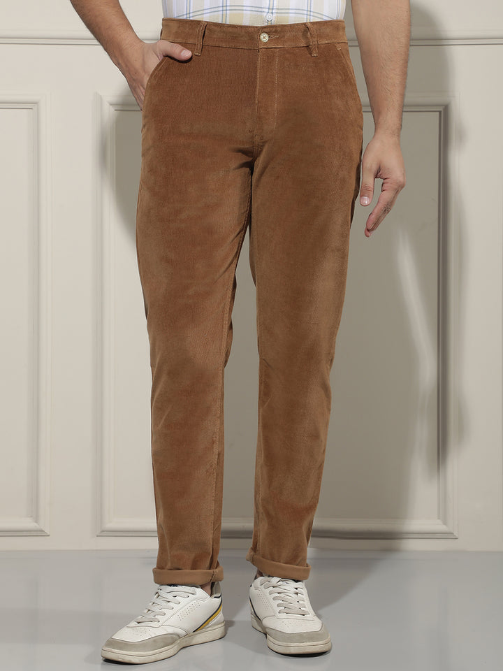 Sleek Mocha Brown Corduroy Trousers