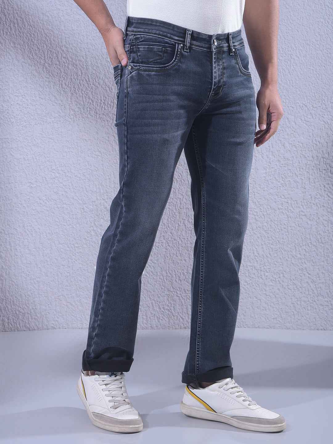 Dark Blue Straight Stretch Jeans