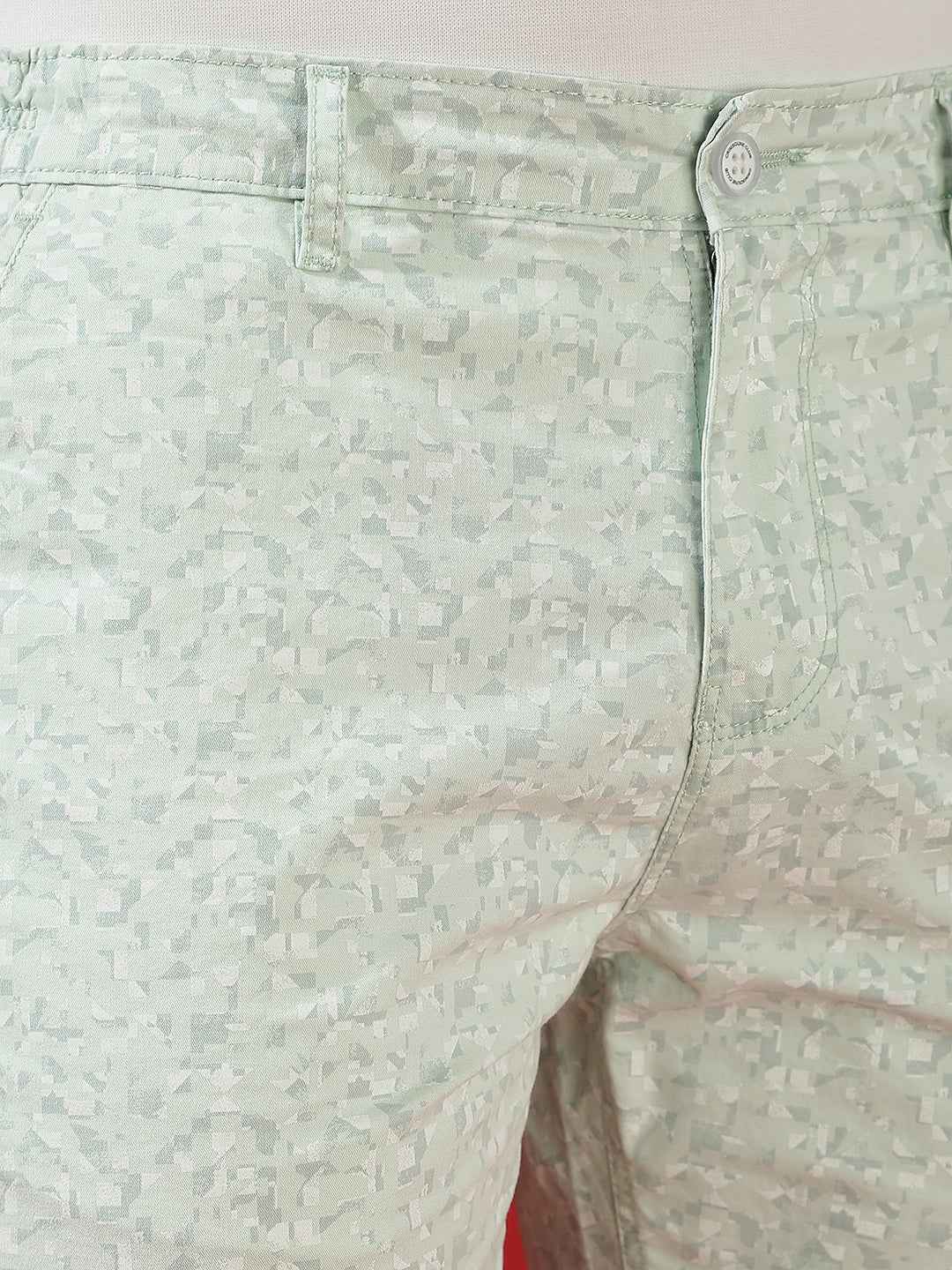 Olive Green 100% Cotton Camouflage Print Shorts