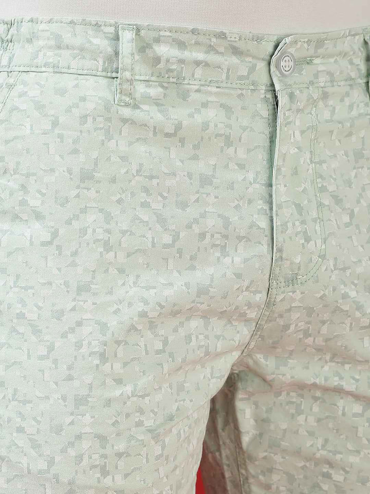 Olive Green 100% Cotton Camouflage Print Shorts