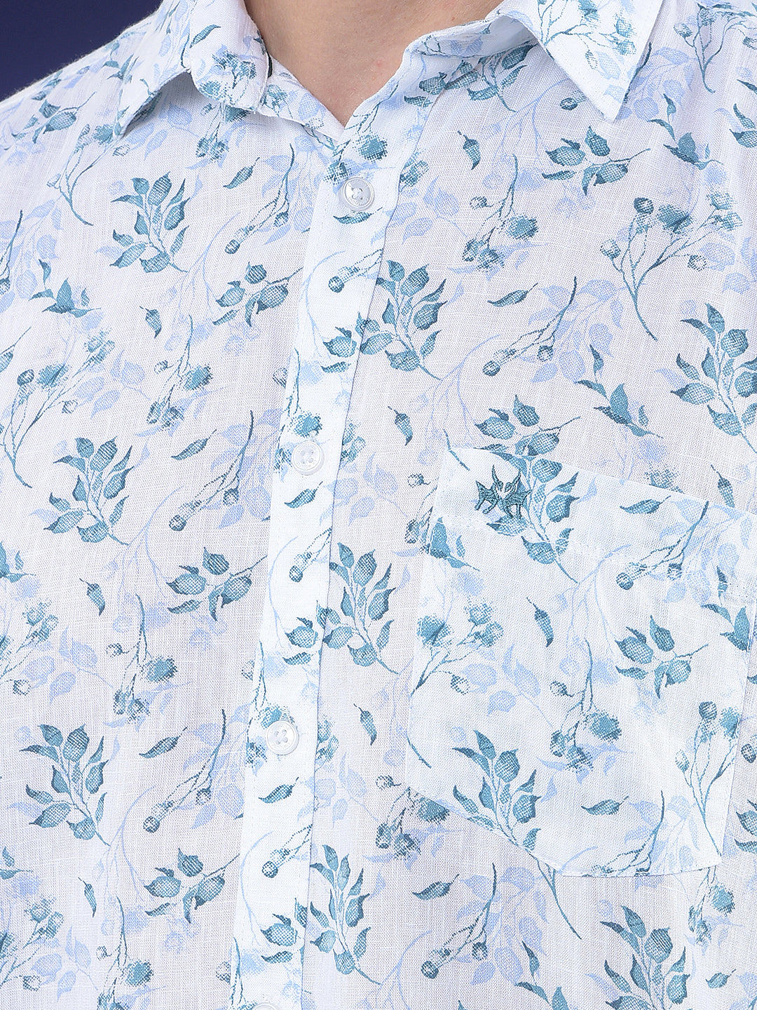 Printed Linen Blue Shirt