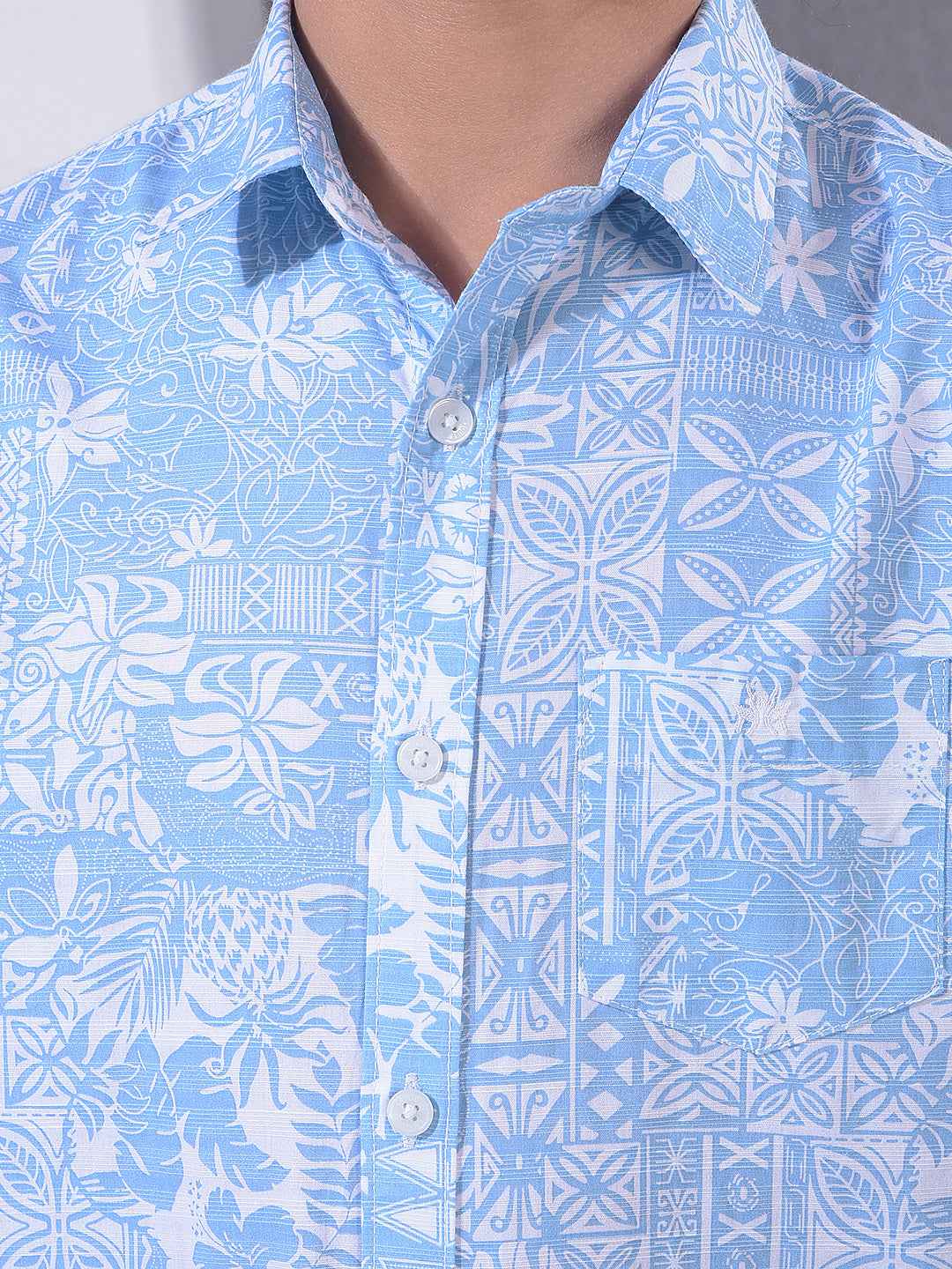 Blue Floral Print Shirt