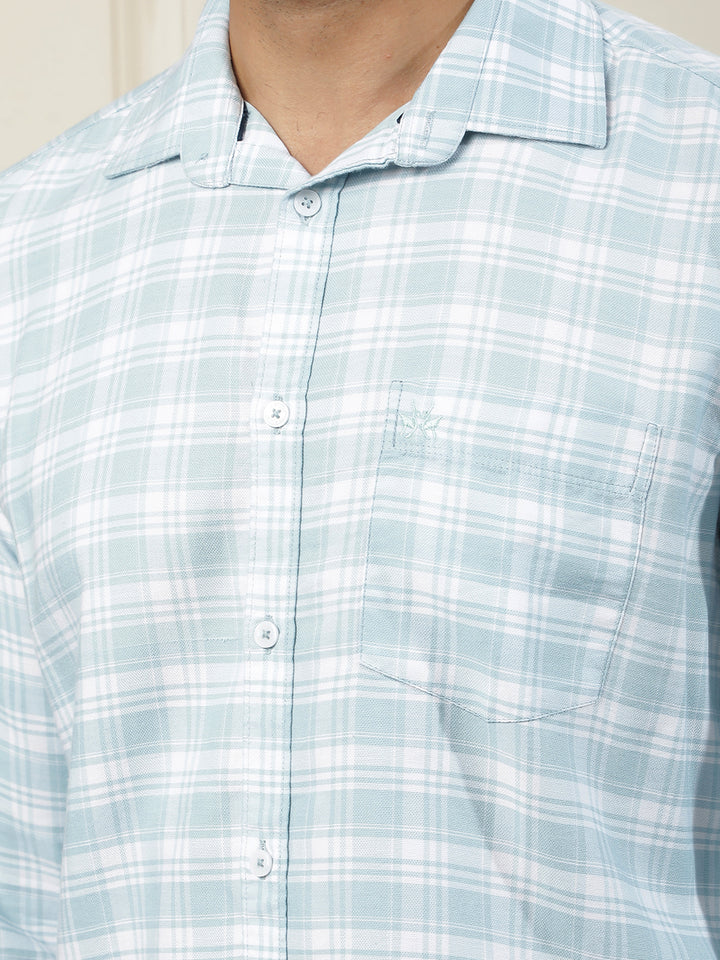 Sleek Azure Blue Checked Shirt