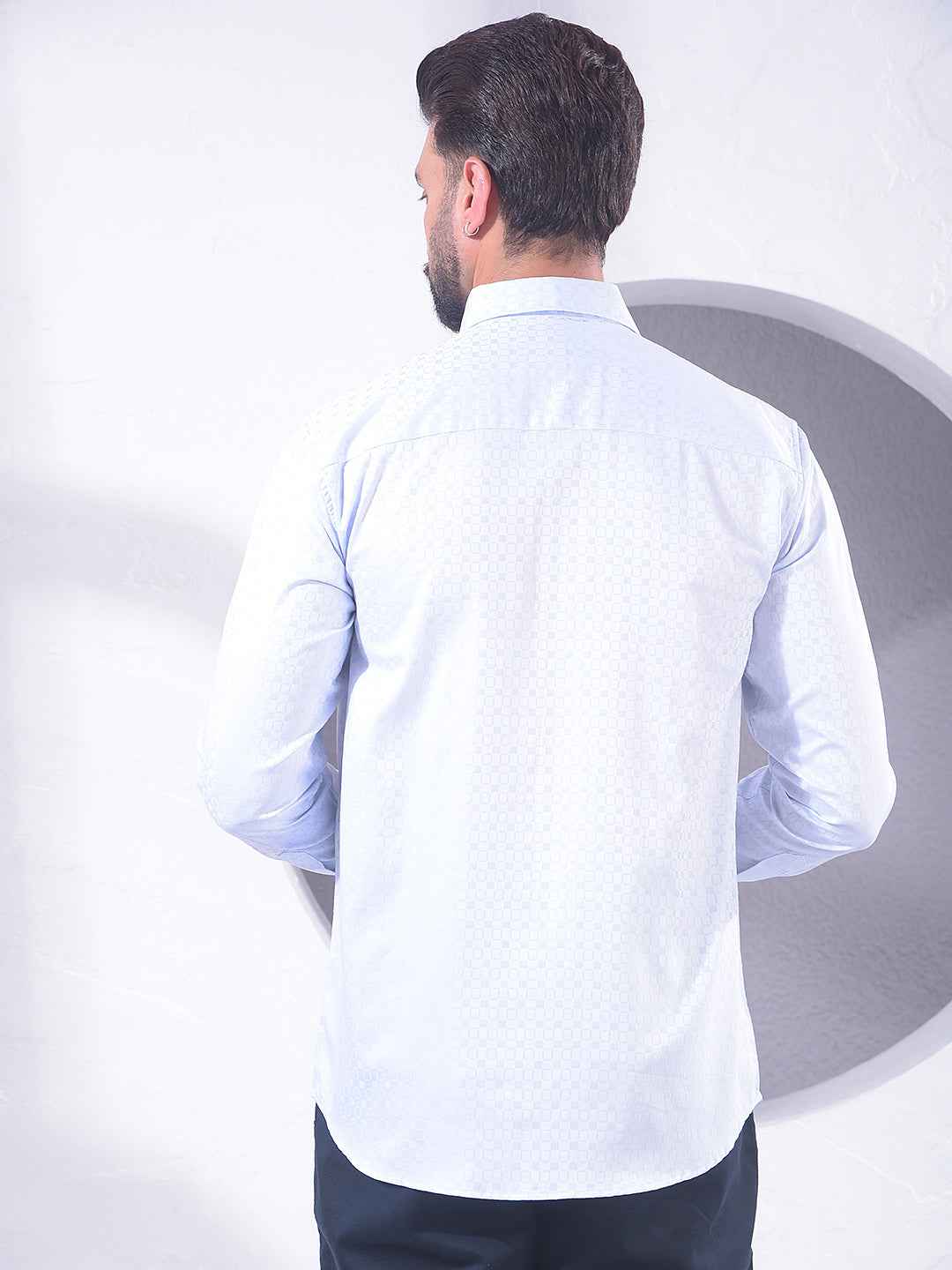 Blue Geometric Print 100% Cotton Shirt