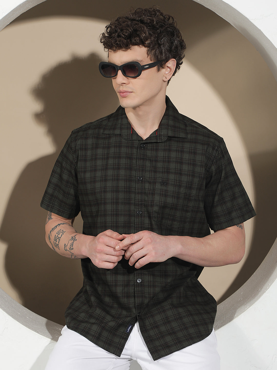 Green Checked 100% Cotton Shirt