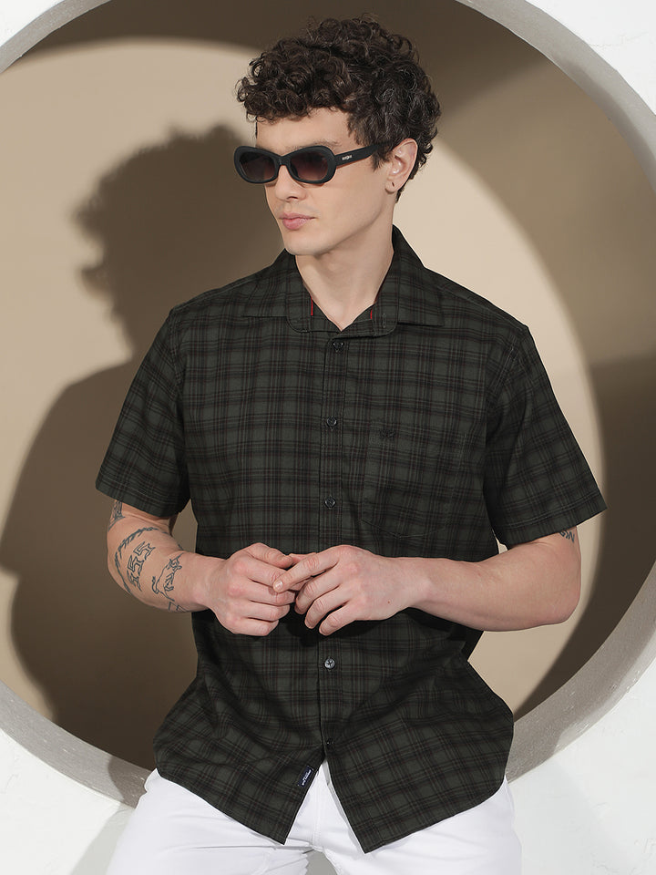 Green Checked 100% Cotton Shirt