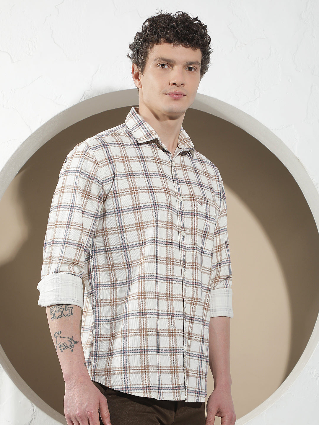 Multi-Color Checked 100% Cotton Corduroy Shirt