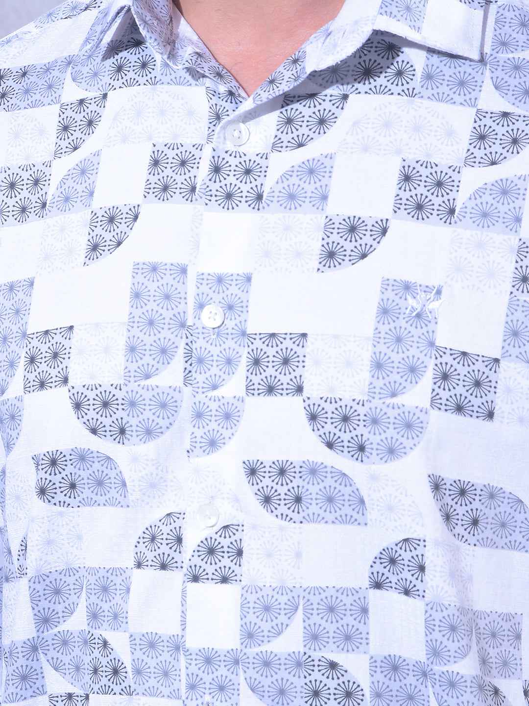Blue Printed 100% Cotton Shirt