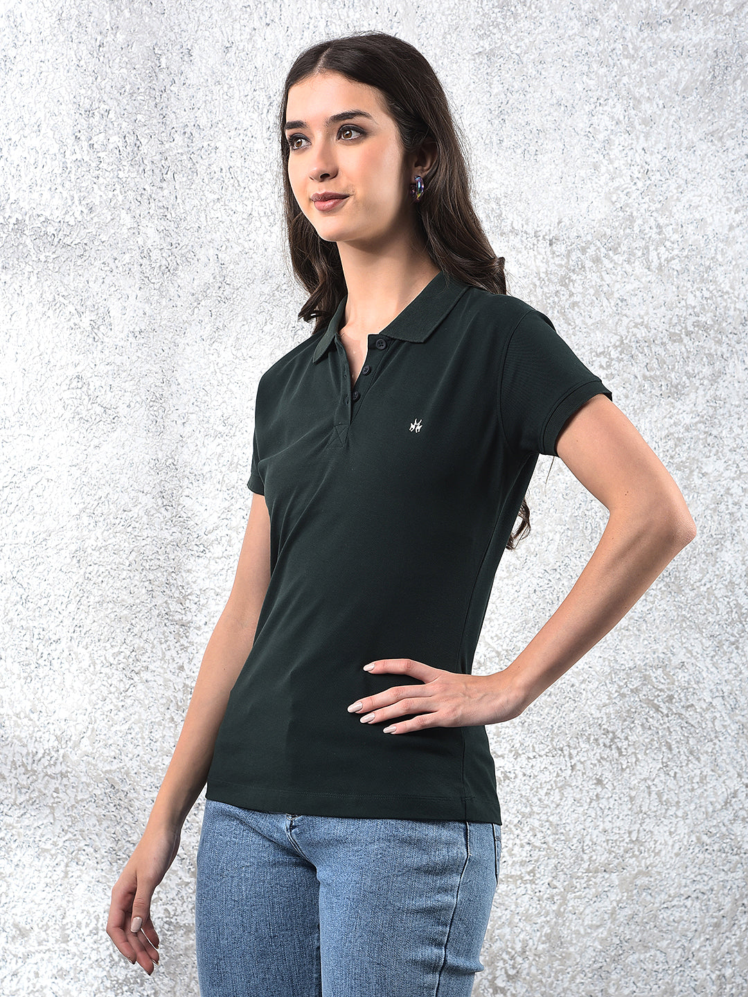 Green Cotton T-Shirt-Women T-shirts-Crimsoune Club