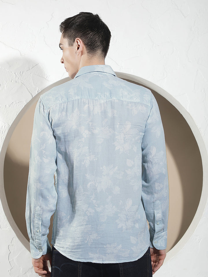 Blue Floral Print Shirt