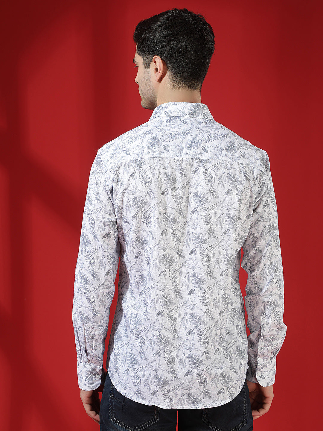 Green Linen Printed Shirt