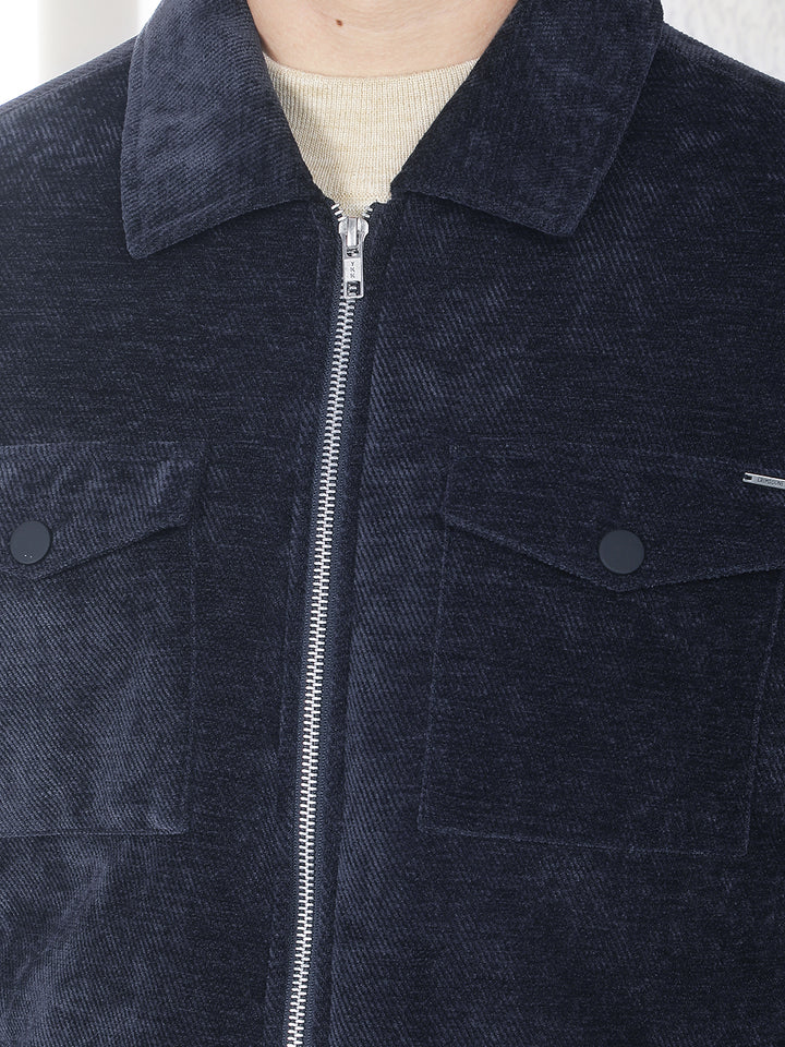 Navy Blue Cotton Shacket