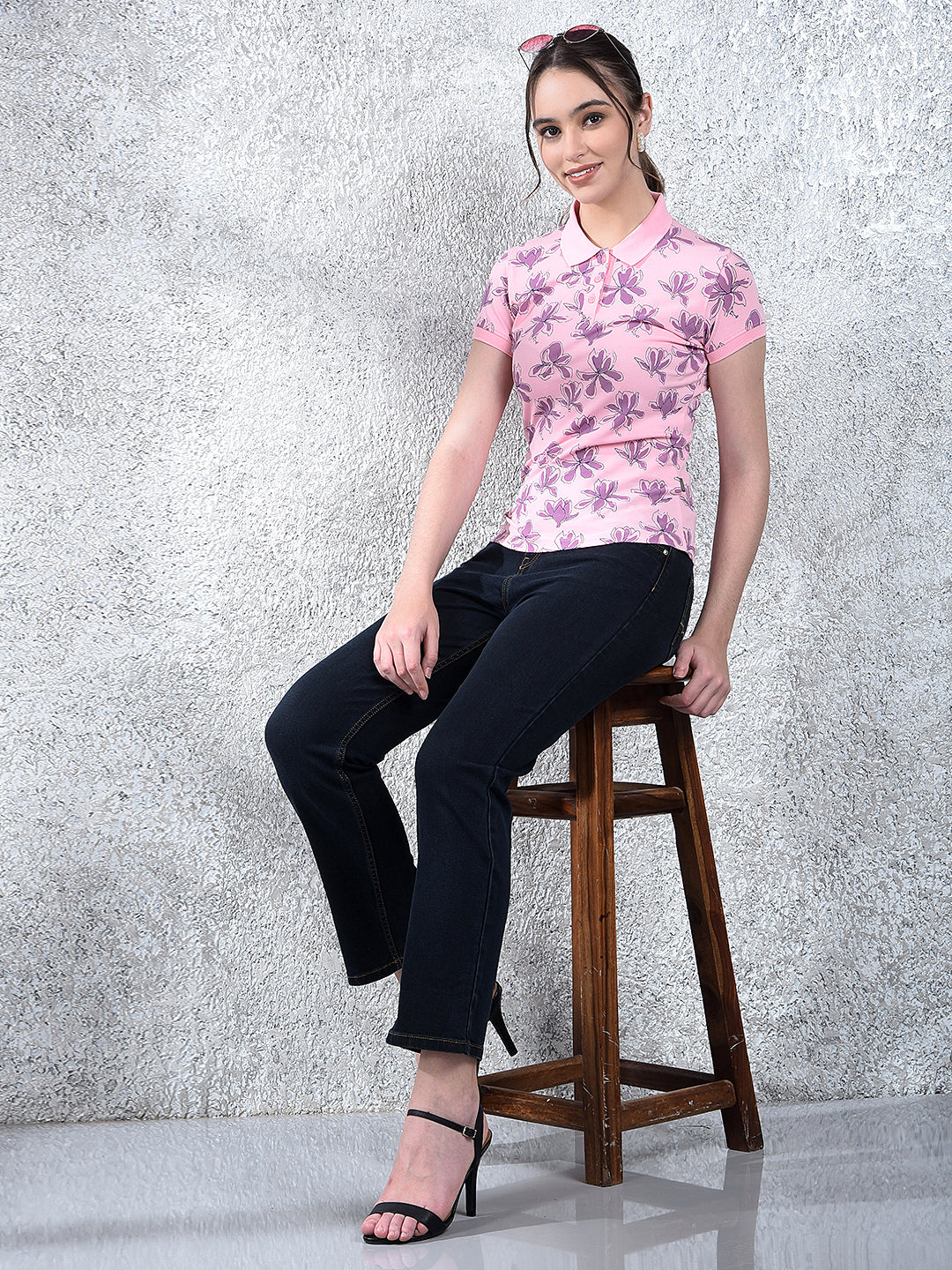 Purple Floral T-Shirt-Women T-Shirts-Crimsoune Club