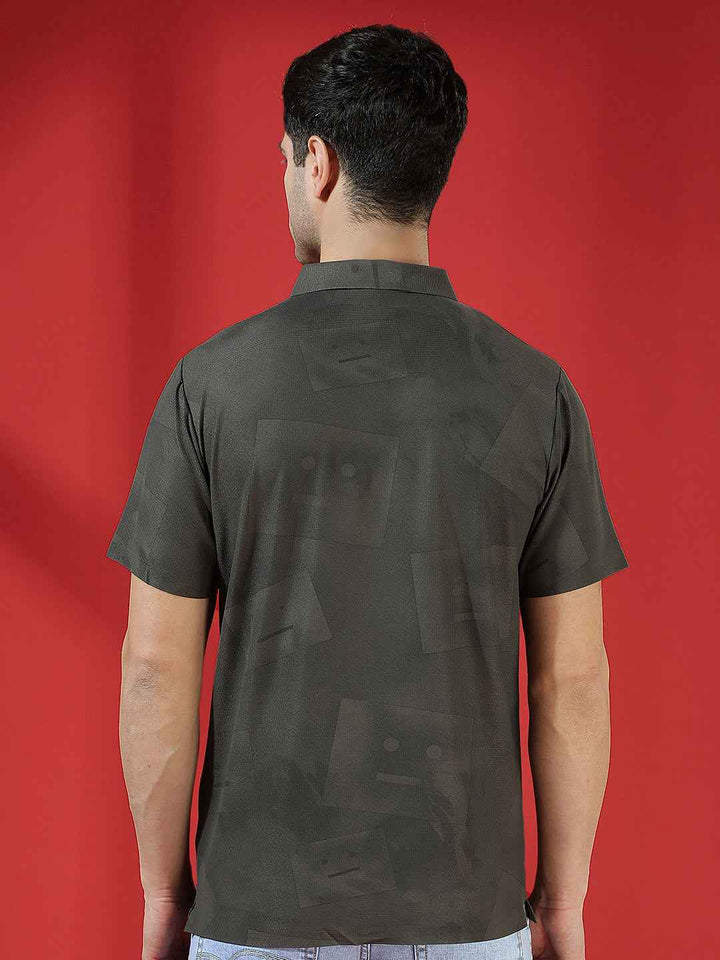 Olive Graphic Print Polo T-Shirt