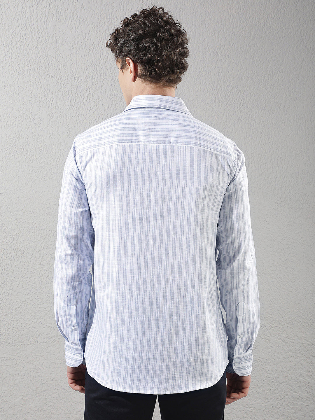 White 100% Cotton Verical Stripes Shirt